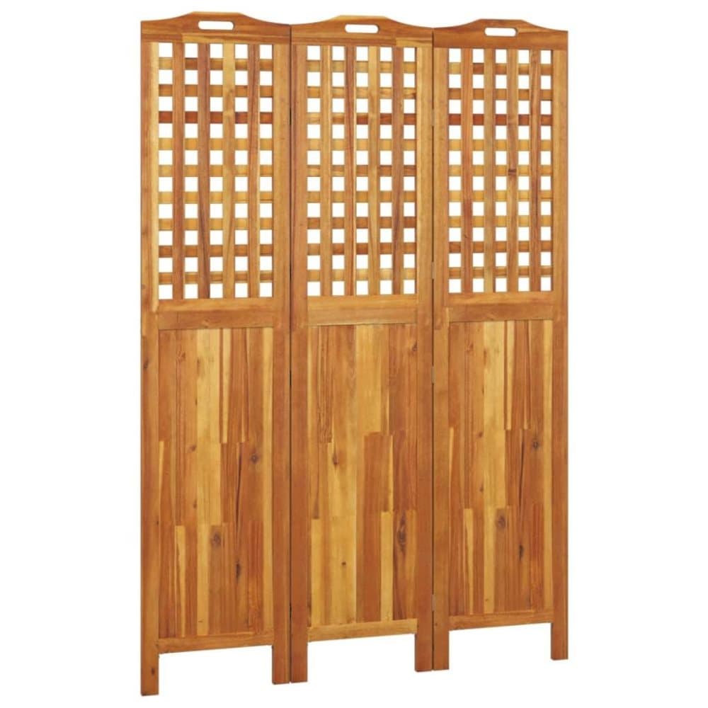 vidaXL Rumsavdelare 3 paneler 121,5x2x180 cm massivt akaciaträ