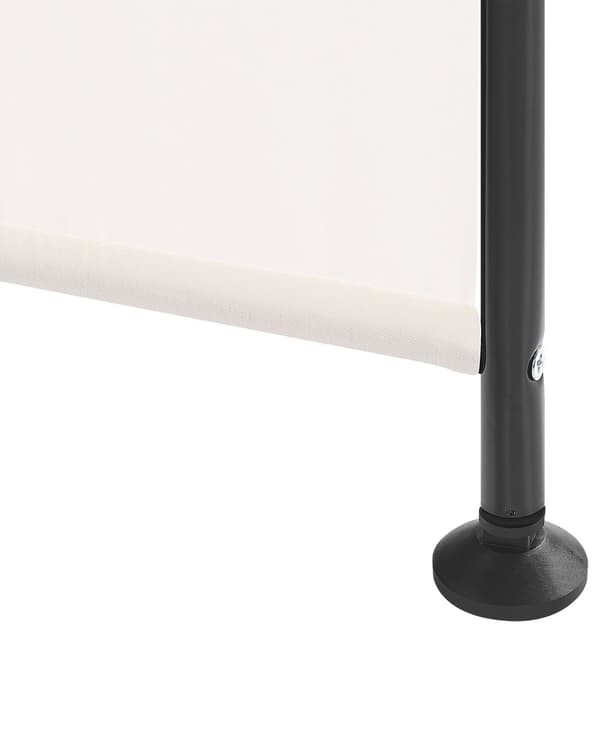 Romdeler Hvit Polyester Svart Stålramme 5 Paneler Dekorativ Skjerm Skillevegg