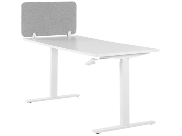 Skrivebordsskjerm Lysegrå PET-plate med Stofftrekk 72 x 40 cm Akustisk Skjerm Modulære Monteringsklemmer Hjemmekontor