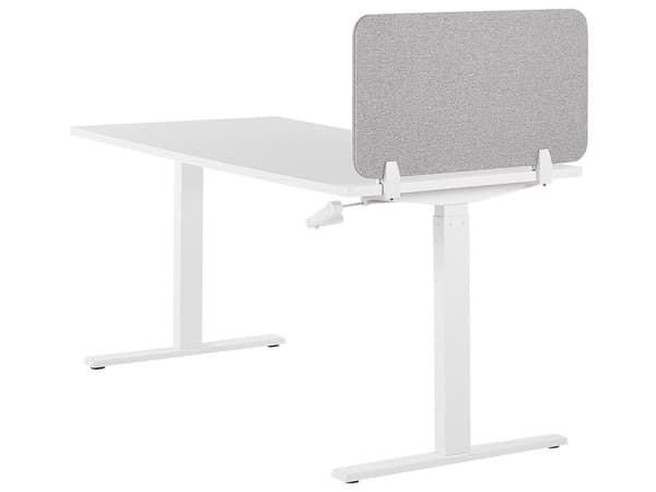 Skrivebordsskjerm Lysegrå PET-plate med Stofftrekk 72 x 40 cm Akustisk Skjerm Modulære Monteringsklemmer Hjemmekontor