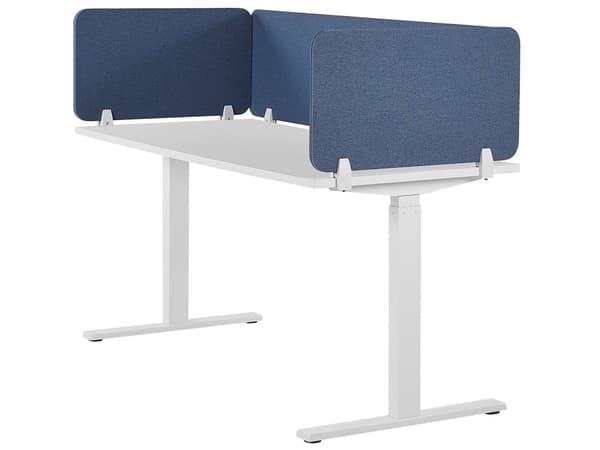 Skrivebordsskjerm Blå PET-plate med Stofftrekk 72 x 40 cm Akustisk Skjerm Modulære Monteringsklemmer Hjemmekontor