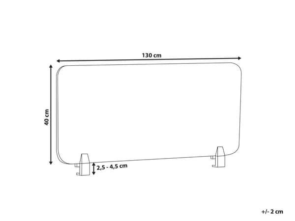 Skrivebordsskjerm Lysegrå PET-plate med Stofftrekk 130 x 40 cm Akustisk Skjerm Modulære Monteringsklemmer Hjemmekontor