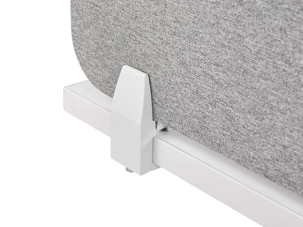 Skrivebordsskjerm Lysegrå PET-plate med Stofftrekk 130 x 40 cm Akustisk Skjerm Modulære Monteringsklemmer Hjemmekontor