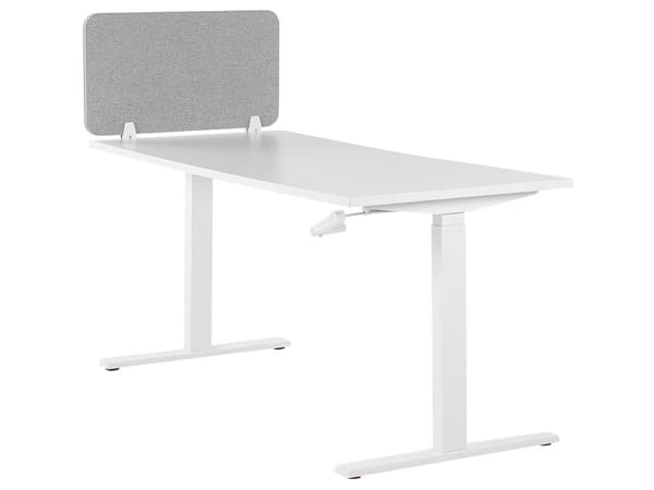 Skrivebordsskjerm Lysegrå PET-plate med Stofftrekk 80 x 40 cm Akustisk Skjerm Modulære Monteringsklemmer Hjemmekontor