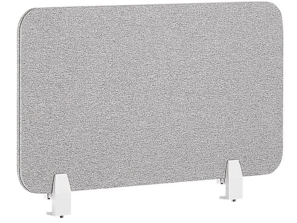 Skrivebordsskjerm Lysegrå PET-plate med Stofftrekk 80 x 40 cm Akustisk Skjerm Modulære Monteringsklemmer Hjemmekontor