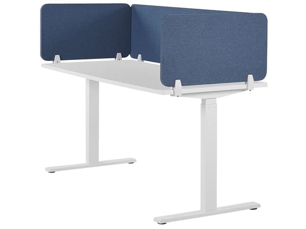 Skrivebordsskjerm Blå PET-plate med Stofftrekk 130 x 40 cm Akustisk Skjerm Modulære Monteringsklemmer Hjemmekontor