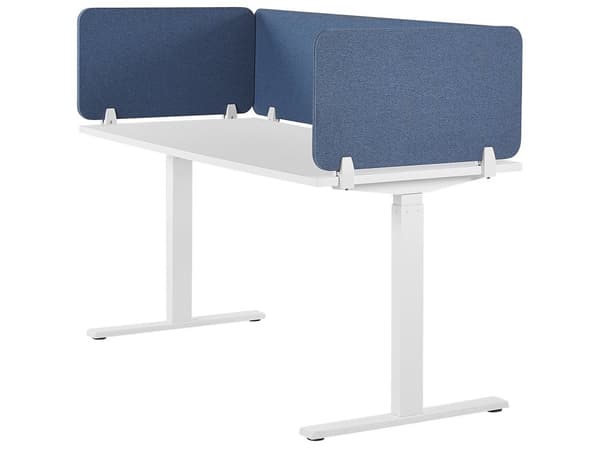 Skrivebordsskjerm Blå PET Akustikkplate Stoffpolstret 160 x 40 cm