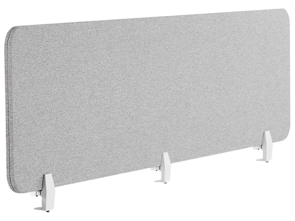 Skrivebordsskjerm Lysegrå PET-plate med Stofftrekk 180 x 40 cm Akustisk Skjerm Modulære Monteringsklemmer Hjemmekontor