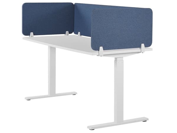 Skrivebordsskjerm Blå PET-plate med Stofftrekk 80 x 40 cm Akustisk Skjerm Modulære Monteringsklemmer Hjemmekontor