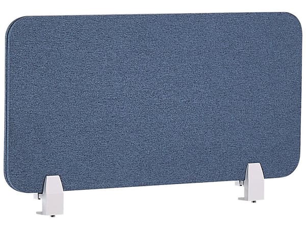 Skrivebordsskjerm Blå PET-plate med Stofftrekk 80 x 40 cm Akustisk Skjerm Modulære Monteringsklemmer Hjemmekontor