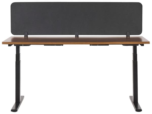 Skrivebordsskjerm Mørkegrå PET-plate med Stofftrekk 180 x 40 cm Akustisk Skjerm Modulære Monteringsklemmer Hjemmekontor