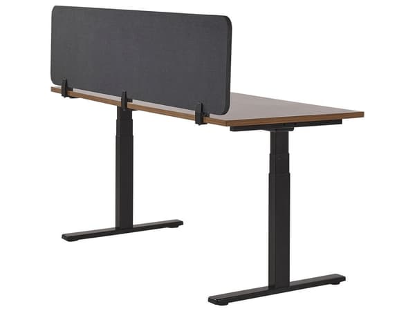 Skrivebordsskjerm Mørkegrå PET-plate med Stofftrekk 180 x 40 cm Akustisk Skjerm Modulære Monteringsklemmer Hjemmekontor