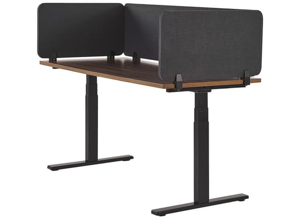 Skrivebordsskjerm Mørkegrå PET-plate med Stofftrekk 180 x 40 cm Akustisk Skjerm Modulære Monteringsklemmer Hjemmekontor
