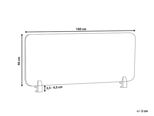 Skrivebordsskjerm Lysegrå PET Akustikkplate Stoffpolstret 160 x 40 cm
