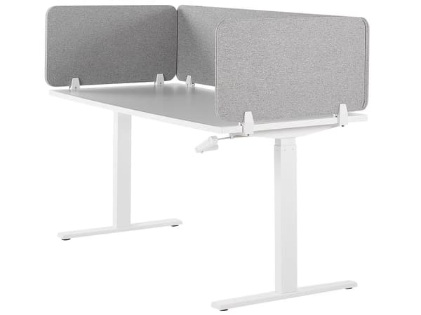 Skrivebordsskjerm Lysegrå PET Akustikkplate Stoffpolstret 160 x 40 cm