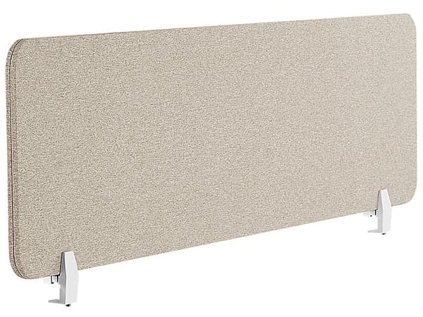 Skillevegg for skrivebord Beige PET Stofftrekk 130 x 40 cm Akustisk skjerm Modulær Festeklemmer Hjemmekontor