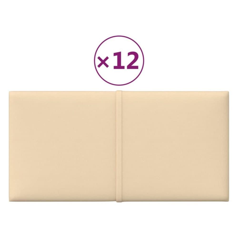 vidaXL Väggpaneler 12 st gräddvit 30x15 cm tyg 0,54 m²