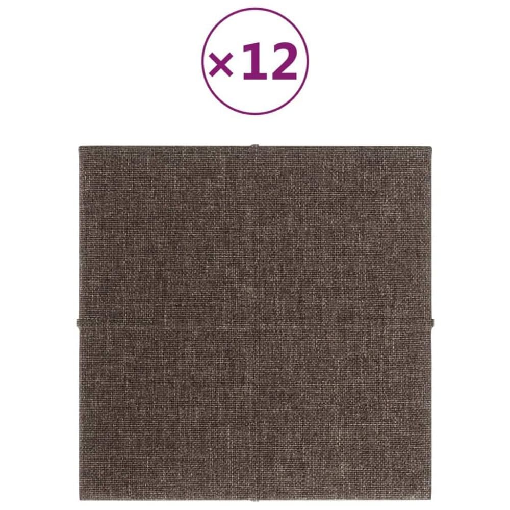 vidaXL Väggpaneler 12 st Taupe 30x30 cm tyg 1,08 m²