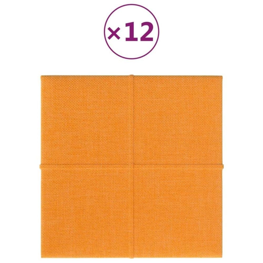 vidaXL Väggpaneler 12 st gul 30x30 cm tyg 1,08 m²