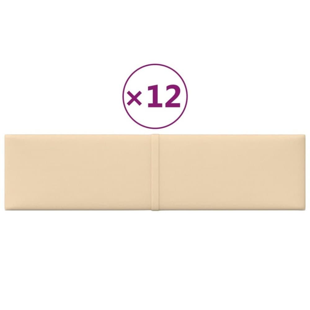 vidaXL Väggpaneler 12 st gräddvit 60x15 cm tyg 1,08 m