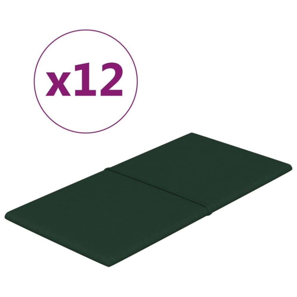 vidaXL Väggpaneler 12 st mörkgrön 60x30 cm tyg 2,16 m²