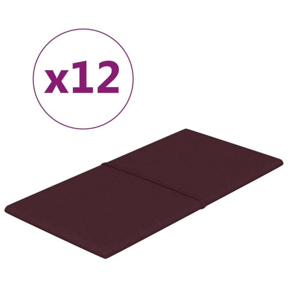 vidaXL Väggpaneler 12 st lila 60x30 cm tyg 2,16 m²