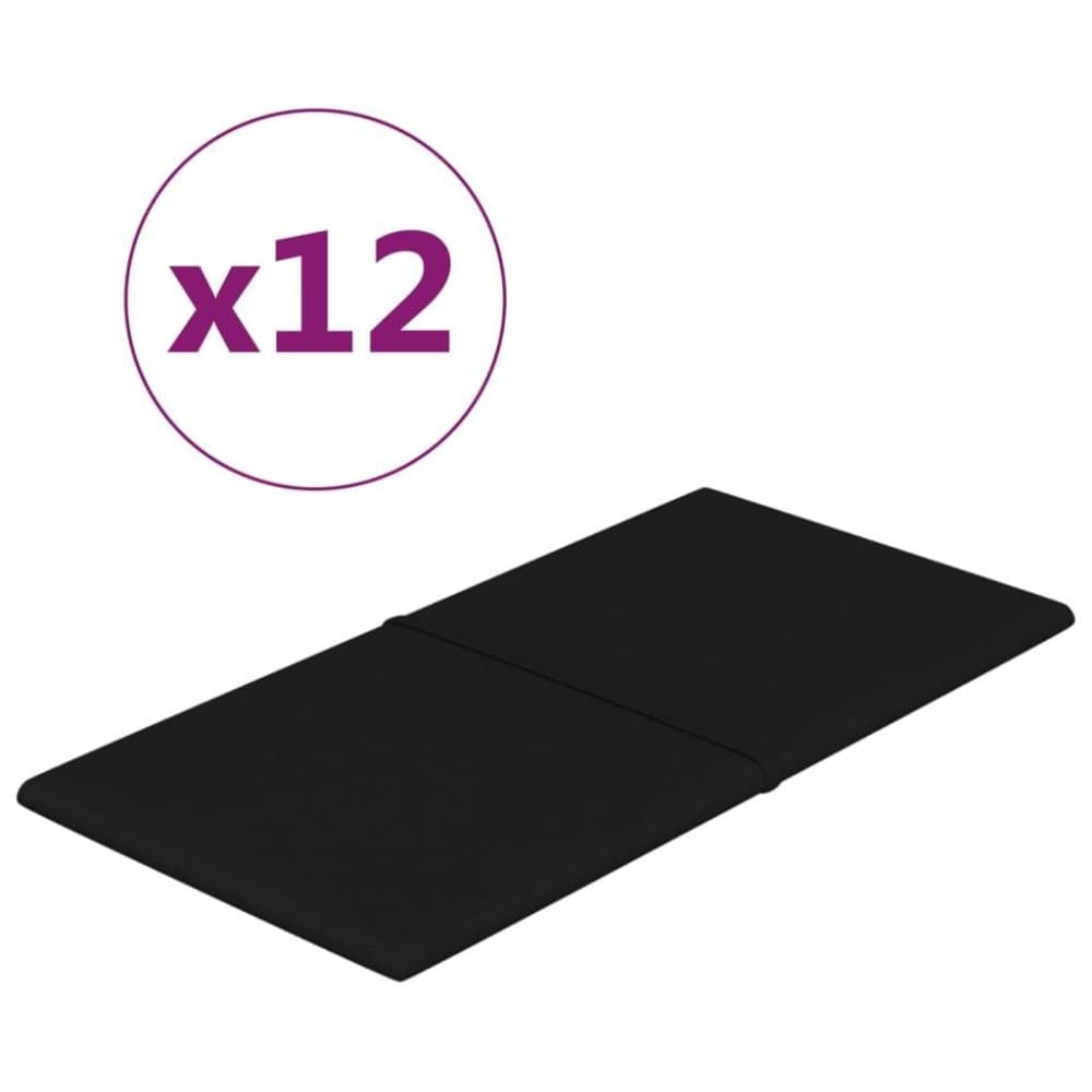 vidaXL Väggpaneler 12 st svart 60x30 cm tyg 2,16 m²