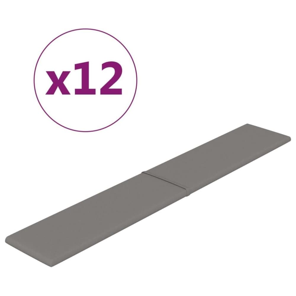 vidaXL Väggpaneler 12 st ljusgrå 90x15 cm tyg 1,62 m²