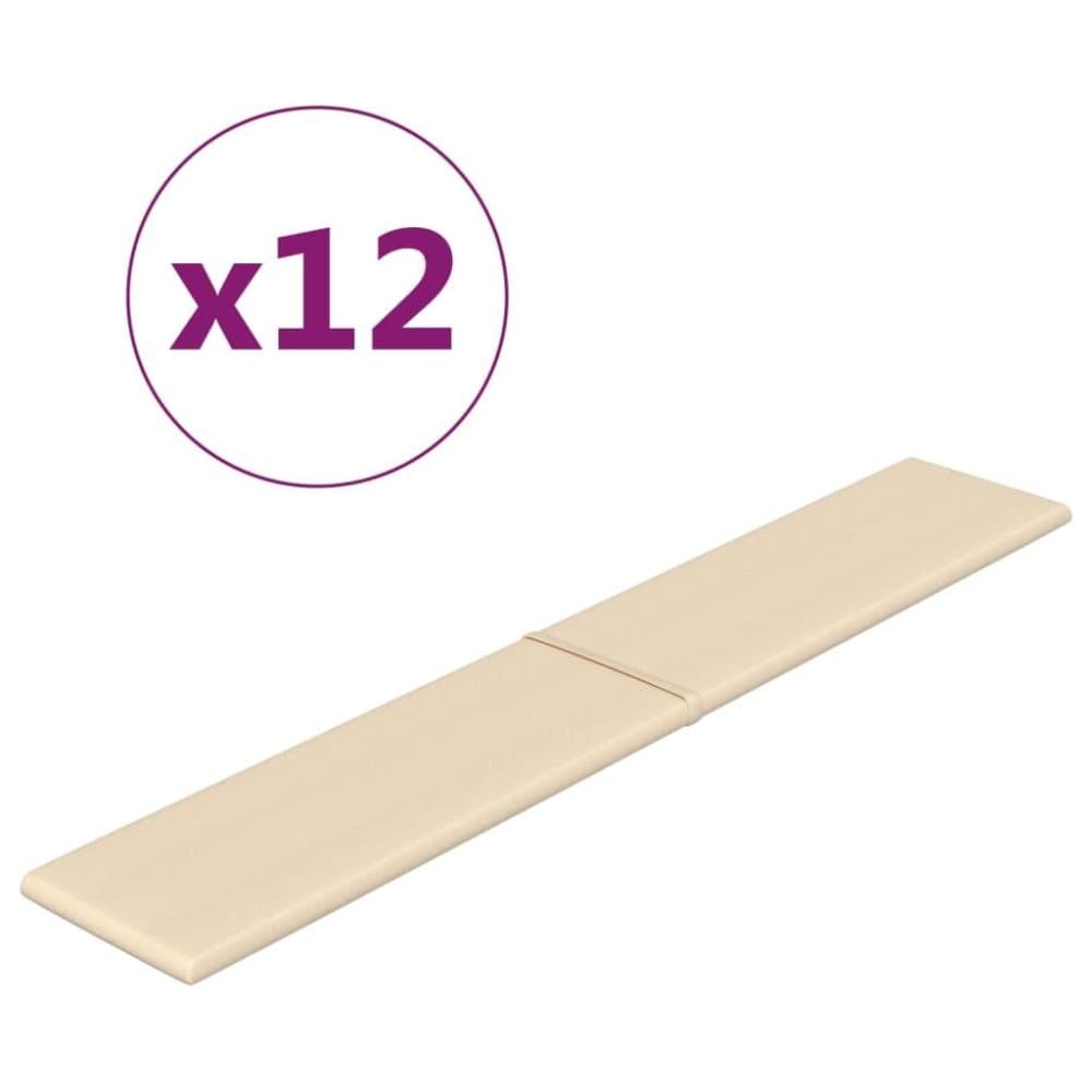 vidaXL Väggpaneler 12 st gräddvit 90x15 cm tyg 1,62 m²
