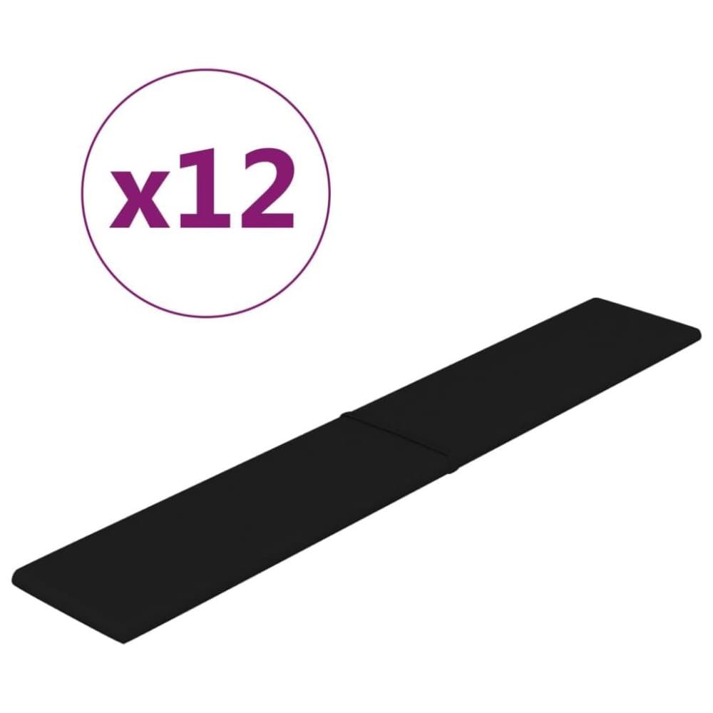 vidaXL Väggpaneler 12 st svart 90x15 cm tyg 1,62 m²