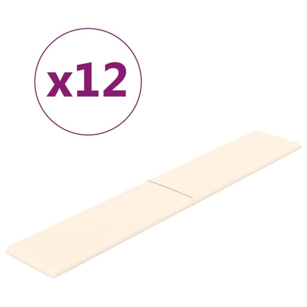 vidaXL Väggpaneler 12 st gräddvit 90x15 cm sammet 1,62 m²