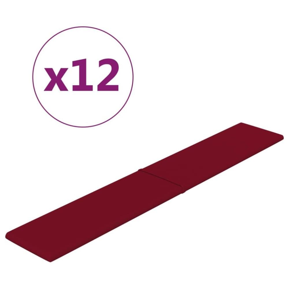 vidaXL Väggpaneler 12 st vinröd 90x15 cm sammet 1,62 m²