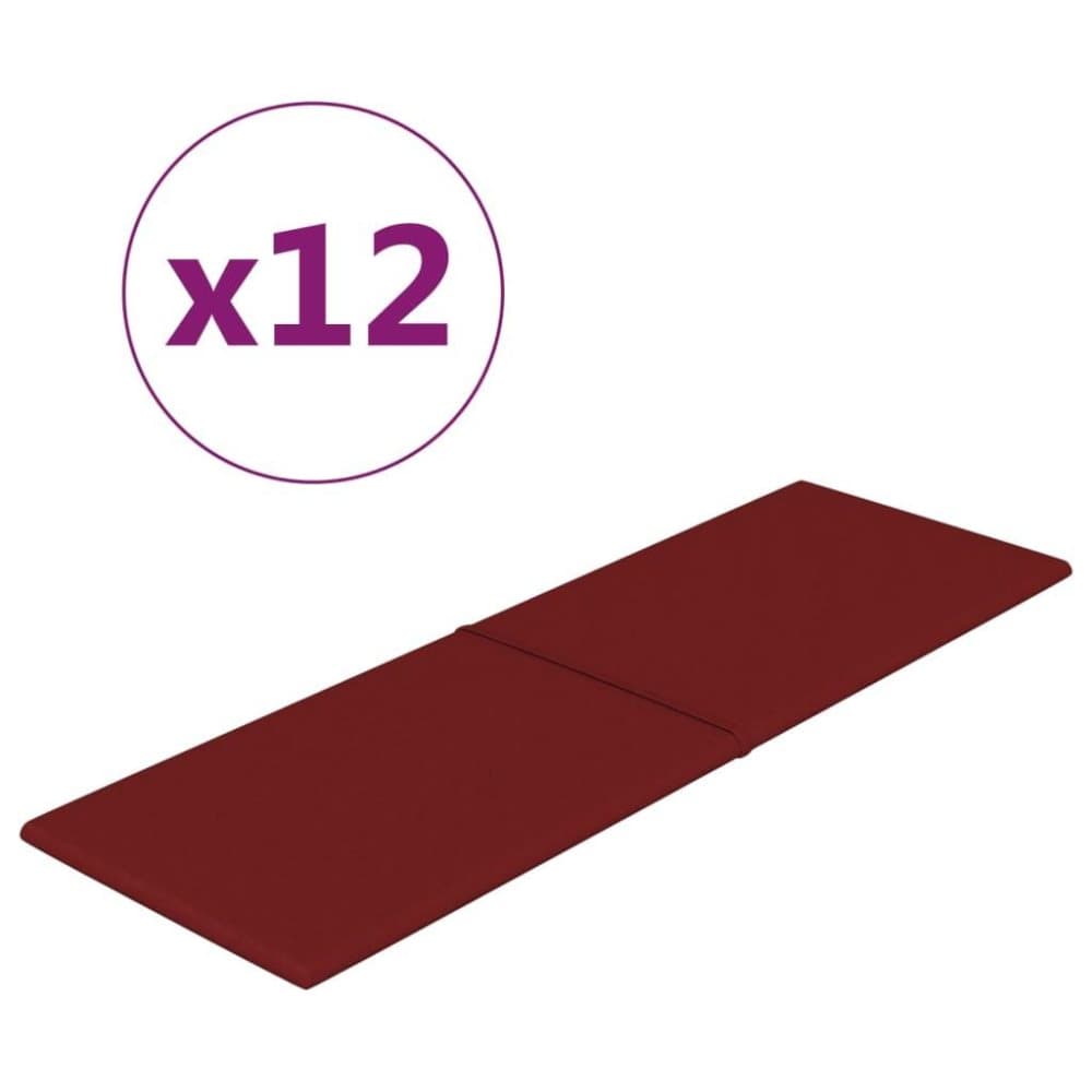 vidaXL Väggpaneler 12 st vinröd 90x30 cm tyg 3,24 m²