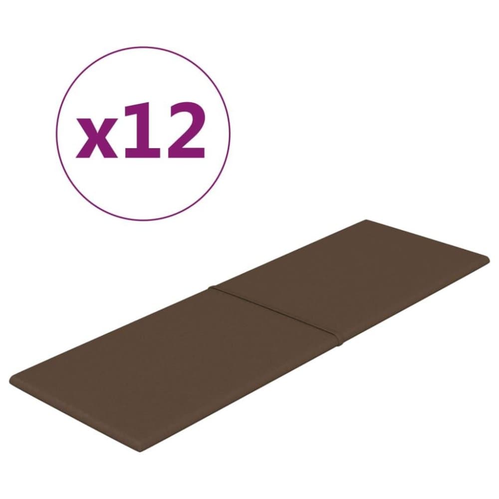 vidaXL Väggpaneler 12 st brun 90x30 cm tyg 3,24 m²