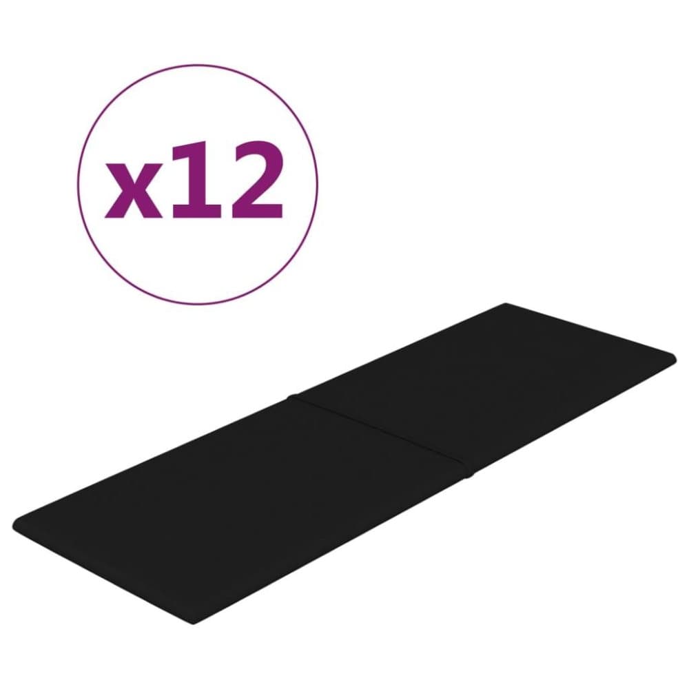 vidaXL Väggpaneler 12 st svart 90x30 cm tyg 3,24 m²