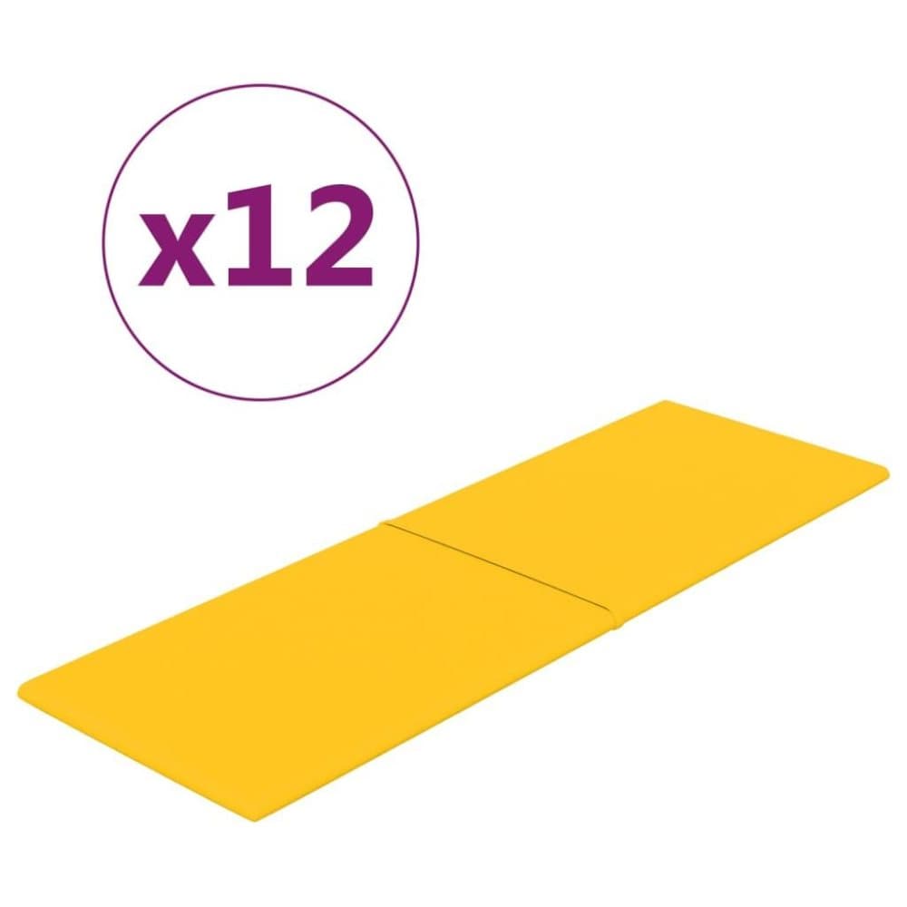 vidaXL Väggpaneler 12 st gul 90x30 cm sammet 3,24 m²