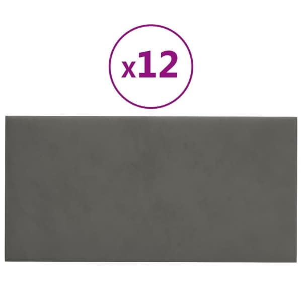 vidaXL vægpaneler 12 stk. 60x30 cm 2,16 m² fløjl mørkegrå