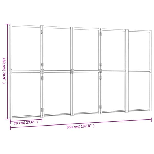 vidaXL Romdeler 5 paneler svart 350x180 cm