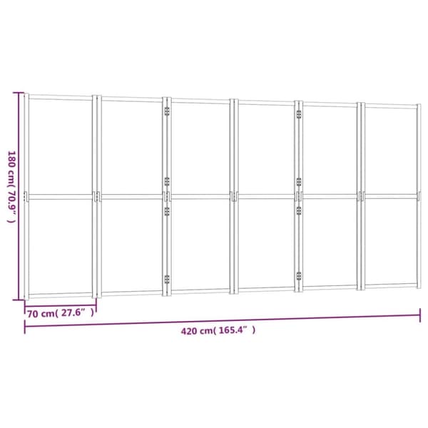 vidaXL Romdeler med 6 paneler svart 420x180 cm