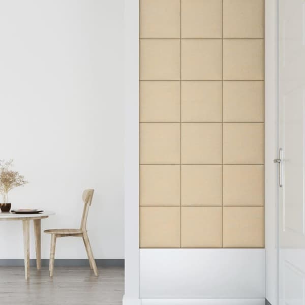 vidaXL vægpaneler 12 stk. 30x30 cm 1,08 m² stof cremefarvet