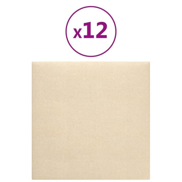 vidaXL vægpaneler 12 stk. 30x30 cm 1,08 m² stof cremefarvet