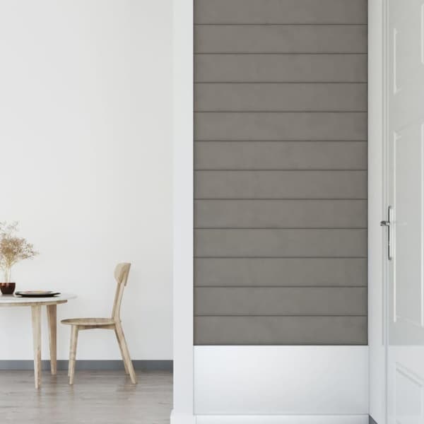 vidaXL vægpaneler 12 stk. 90x15 cm 1,62 m² fløjl lysegrå