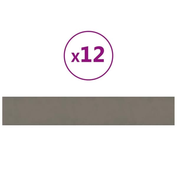 vidaXL vægpaneler 12 stk. 90x15 cm 1,62 m² fløjl lysegrå