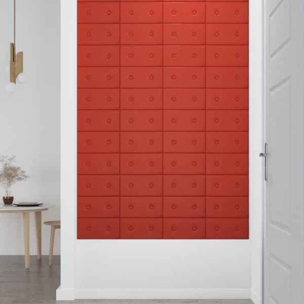vidaXL vægpaneler 12 stk. 30x15 cm 0,54 m² kunstlæder rød
