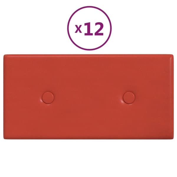 vidaXL vægpaneler 12 stk. 30x15 cm 0,54 m² kunstlæder rød