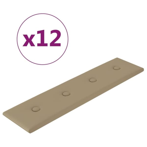 vidaXL vægpaneler 12 stk. 60x15 cm 1,08 m² kunstlæder cappuccinofarvet