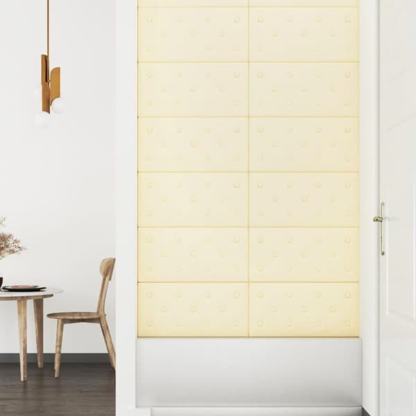vidaXL vægpaneler 12 stk. 60x30 cm 2,16 m² kunstlæder cremefarvet