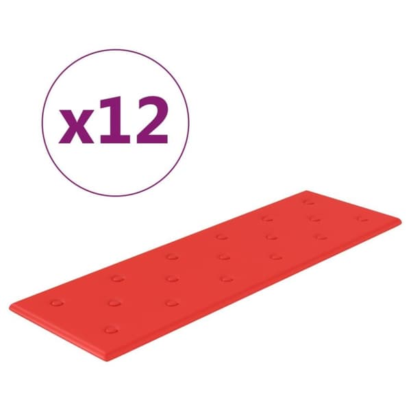 vidaXL vægpaneler 12 stk. 90x30 cm 3,24 m² kunstlæder rød
