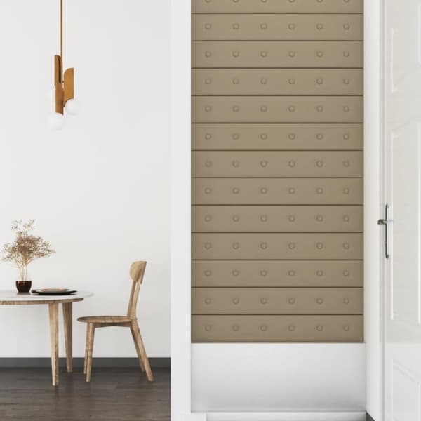 vidaXL vægpaneler 12 stk. 90x15 cm 1,62 m² kunstlæder cappuccino