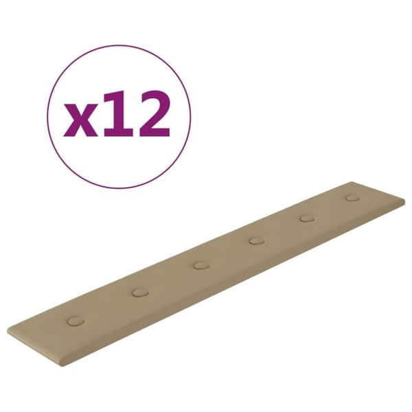 vidaXL vægpaneler 12 stk. 90x15 cm 1,62 m² kunstlæder cappuccino
